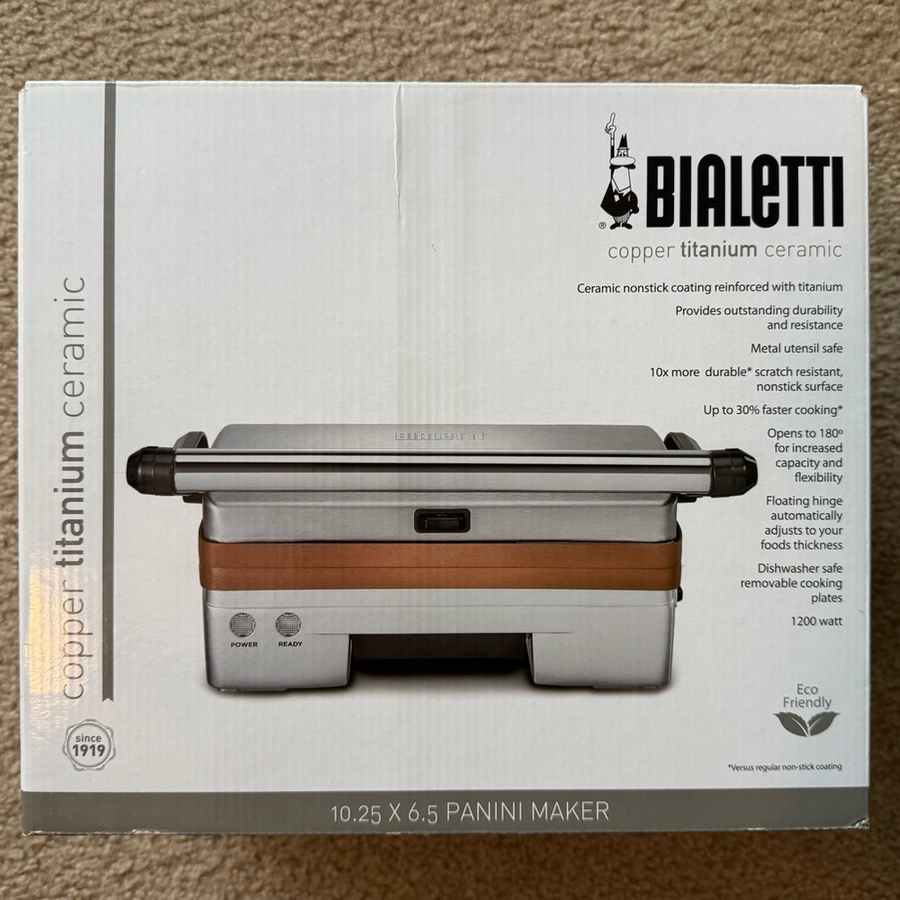 Bialetti Copper Titanium Ceramic Panini Maker